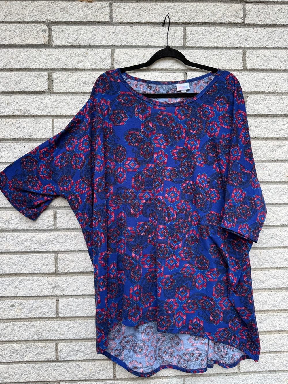 LuLaRoe Blue Floral-Print Dolman Sleeve Top